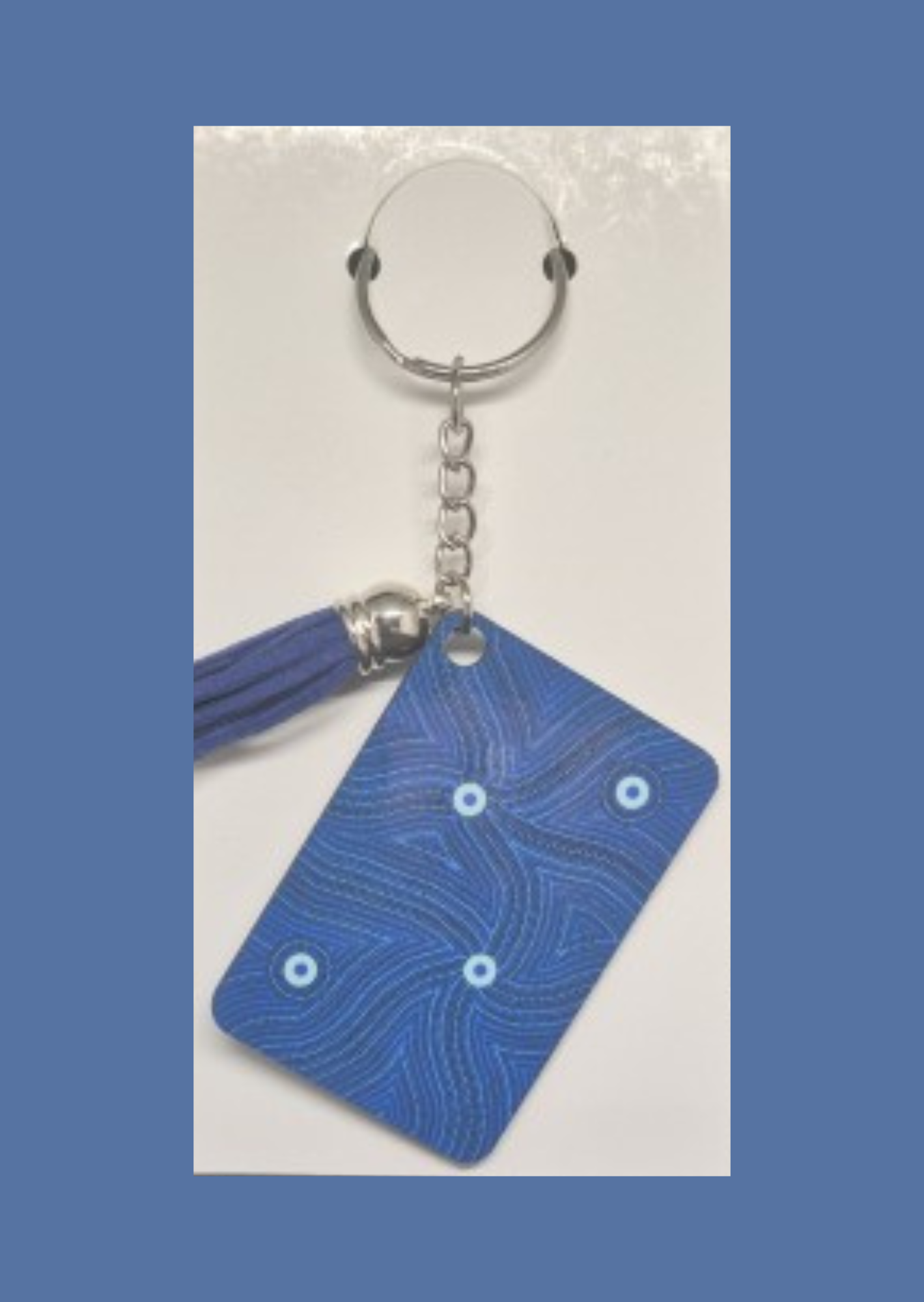 Currents of Creation - Rectangle Keyring with Assorted Coloured Tassel