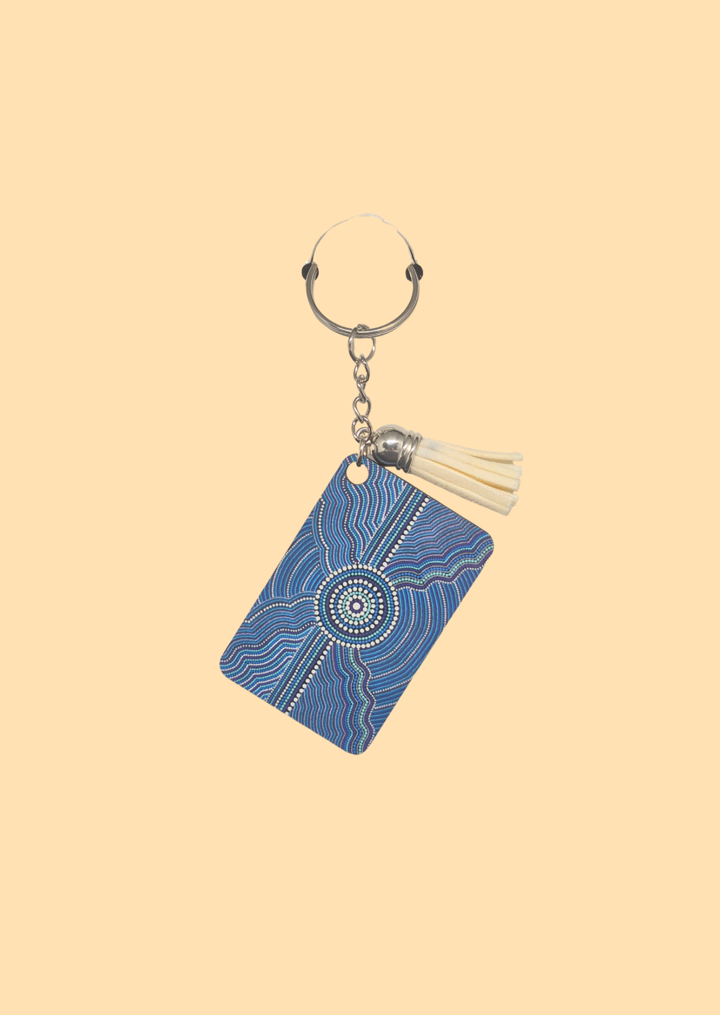 Dreaming Waters - Rectangle Keyring with Assorted Coloured Tassel
