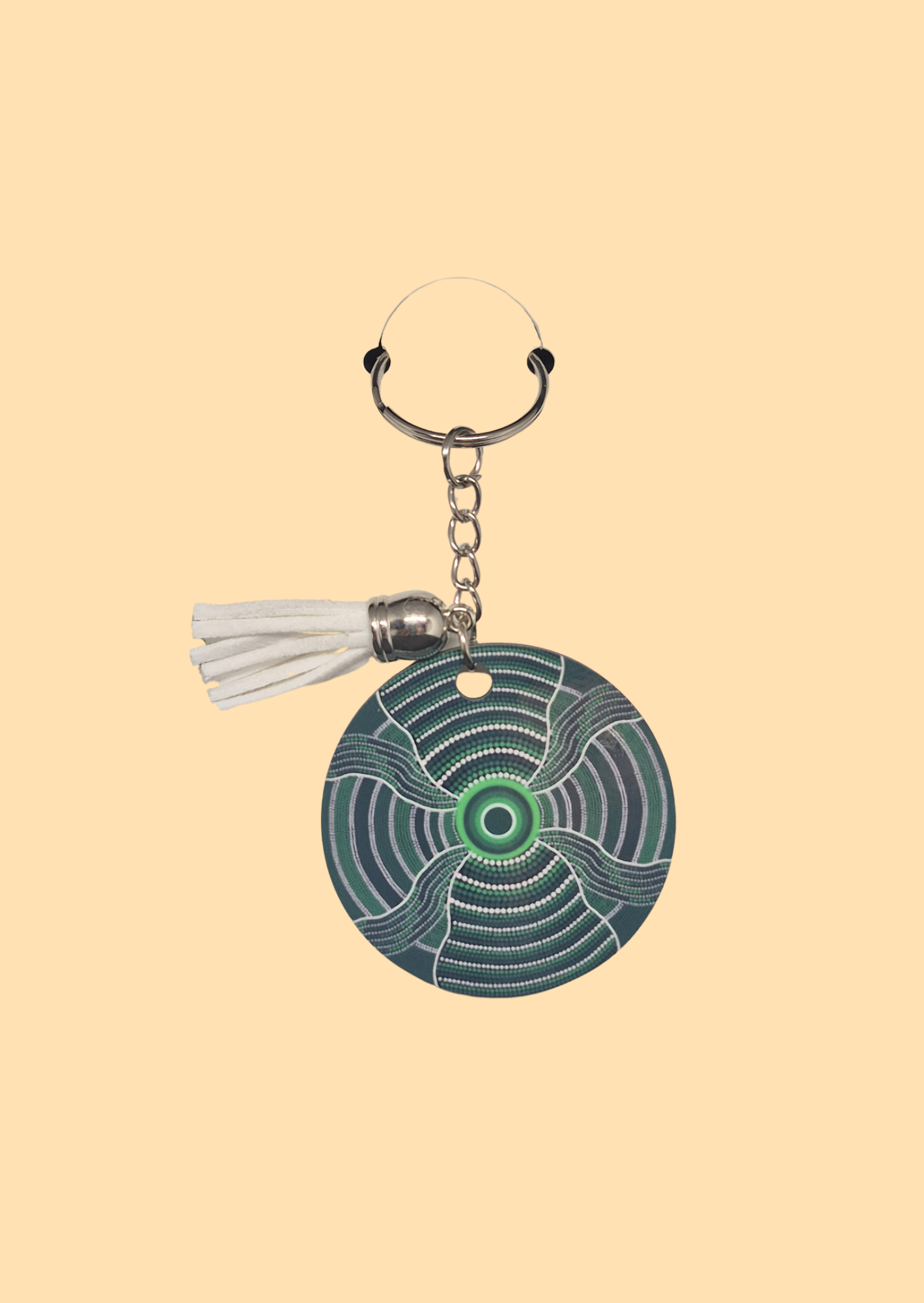Monsoon's Spirit - Round Keyring with Assorted Coloured Tassel