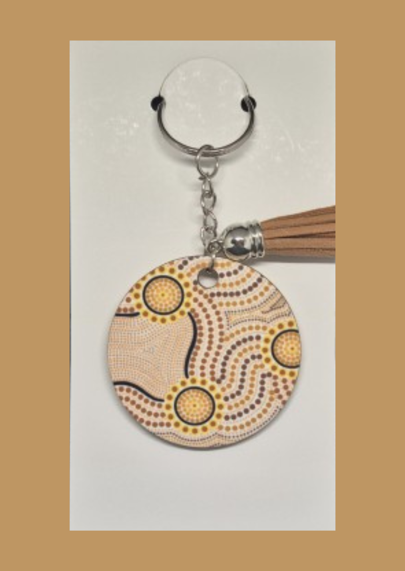 Sacred Earth - Round Keyring with Assorted Coloured Tassel