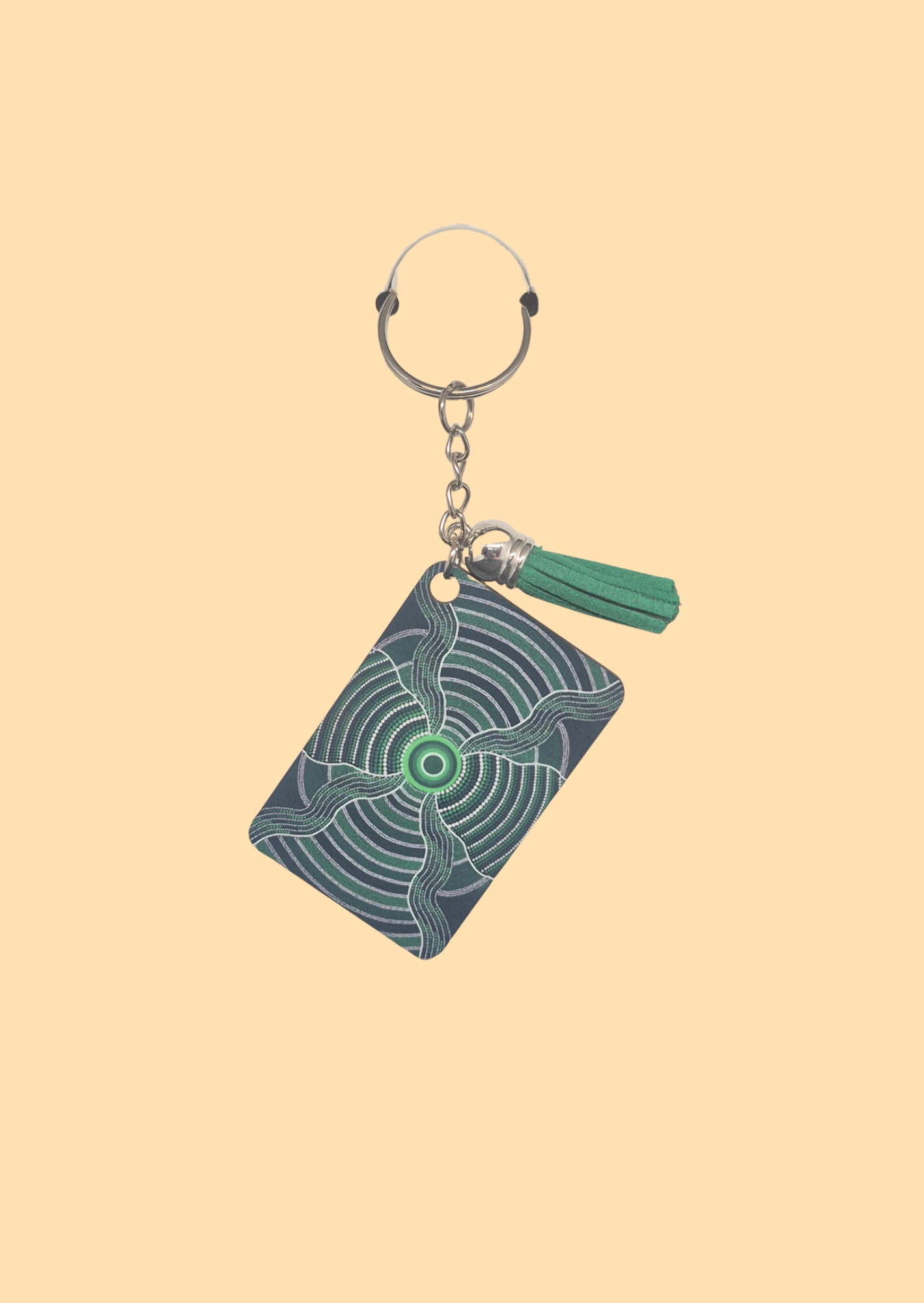 Monsoon's Spirit - Rectangle Keyring with Assorted Coloured Tassel
