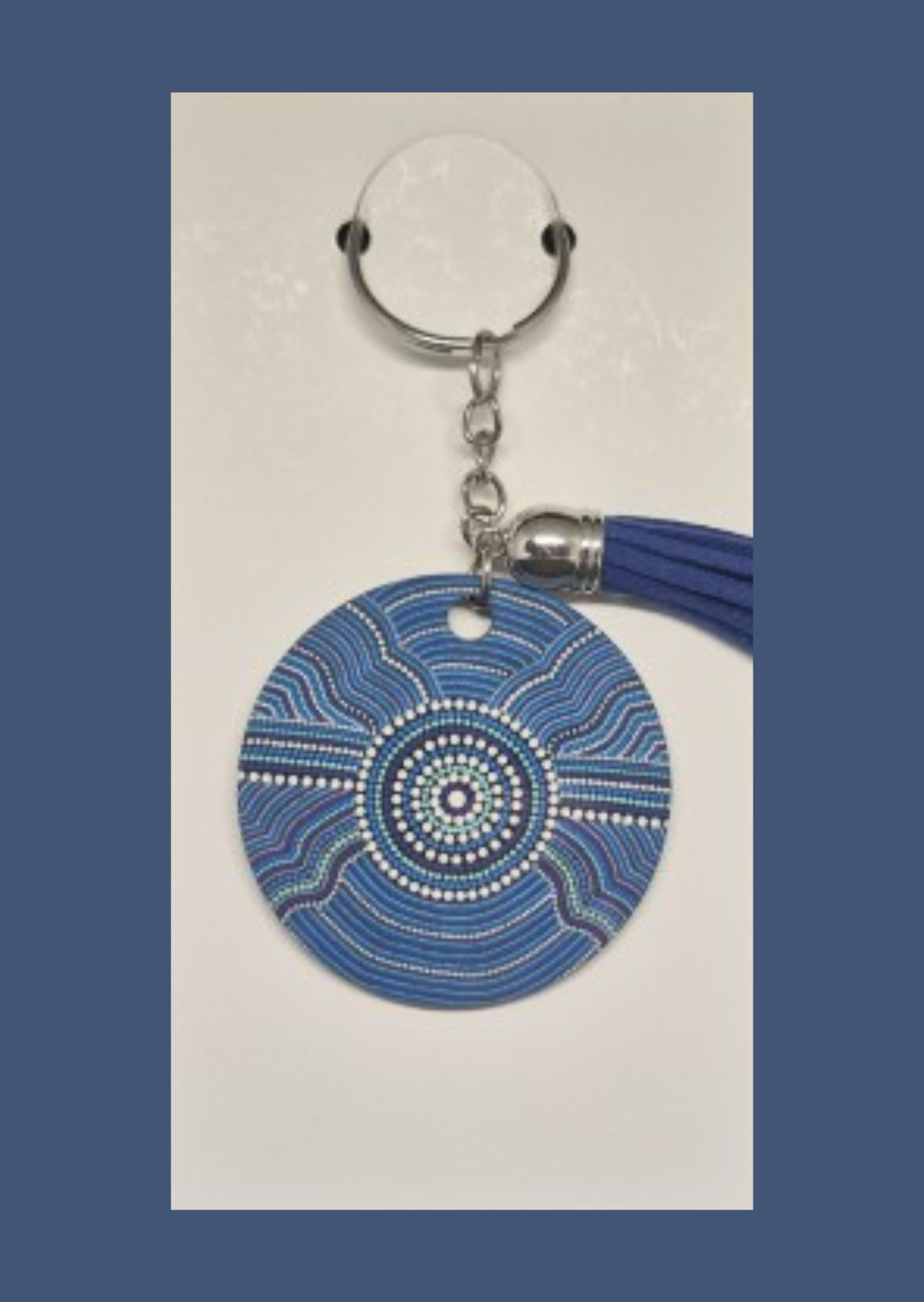 Dreaming Waters - Round Keyring with Assorted Coloured Tassel