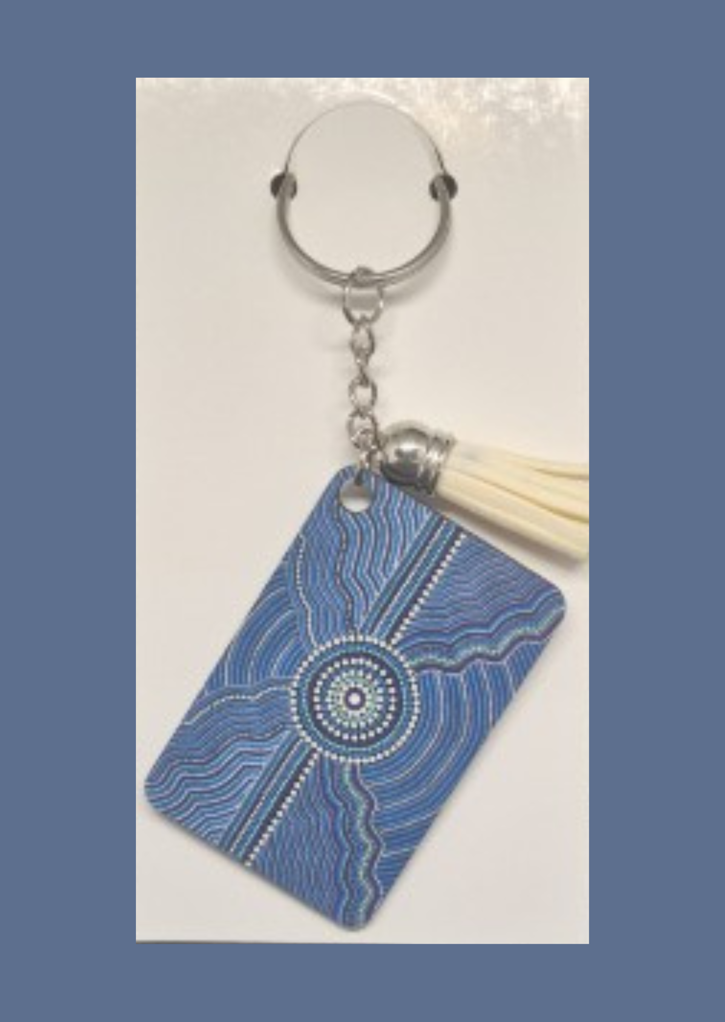Dreaming Waters - Rectangle Keyring with Assorted Coloured Tassel