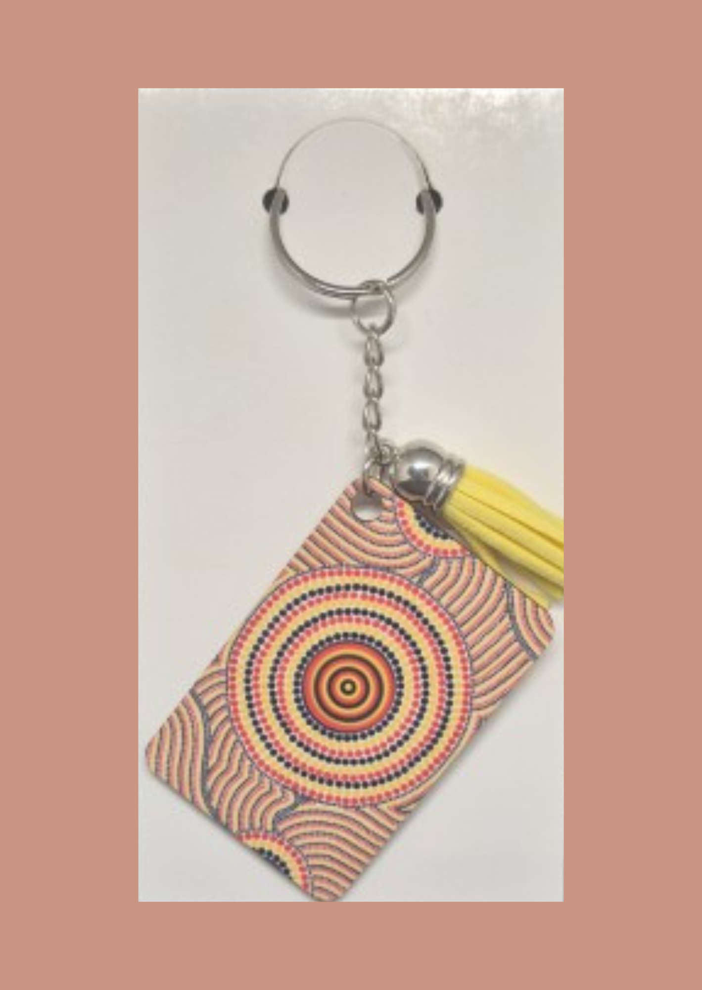 Heart of Country - Rectangle Keyring with Assorted Coloured Tassel