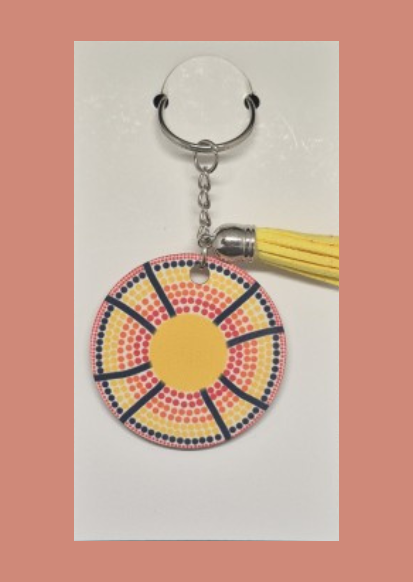 Fire of the Ancestors - Round Keyring with Assorted Coloured Tassel