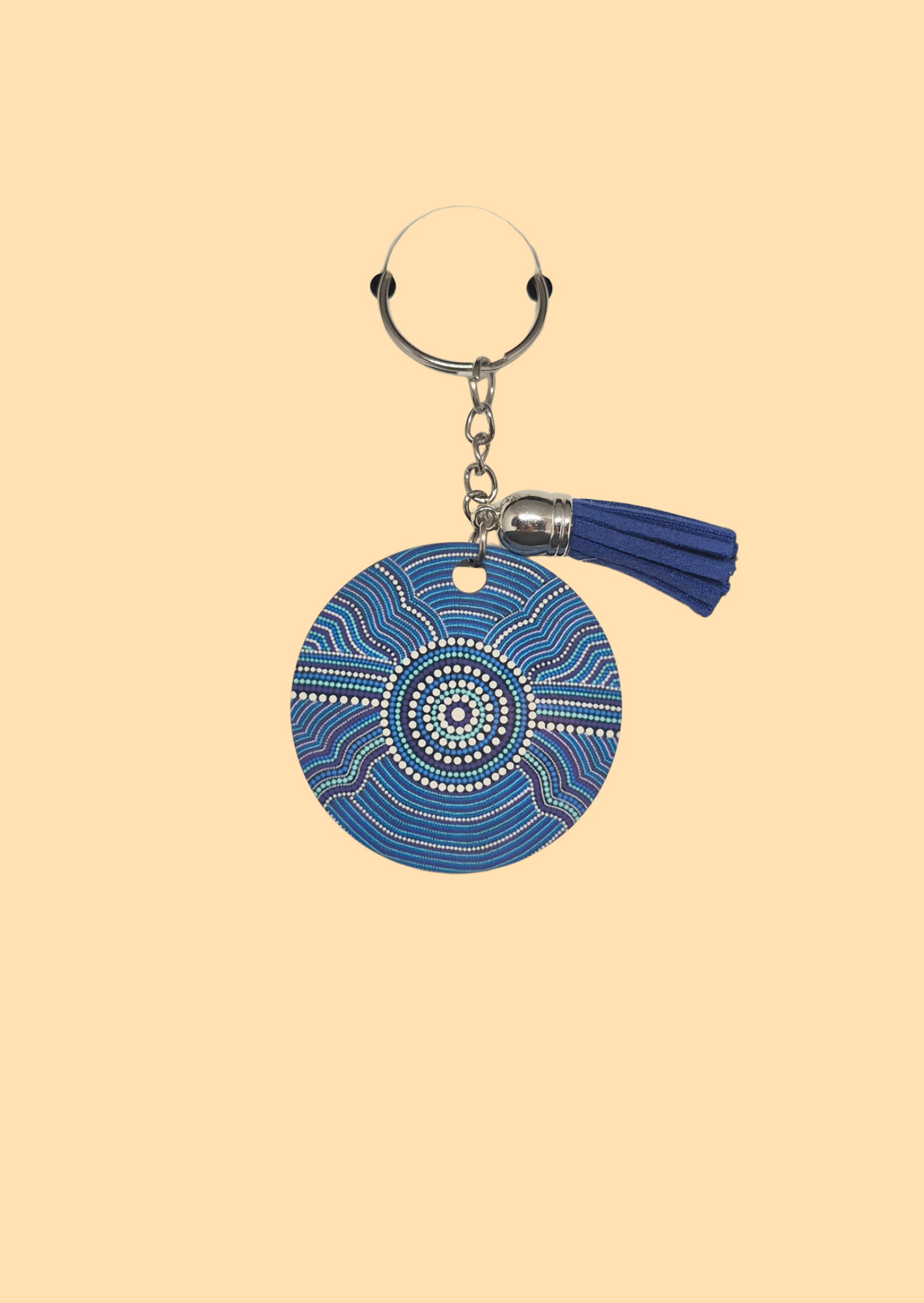 Dreaming Waters - Round Keyring with Assorted Coloured Tassel