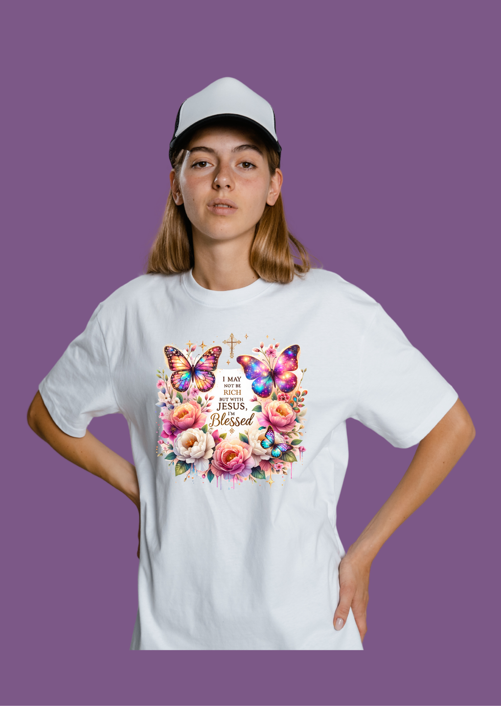 I May Not Be Rich, But With Jesus I'm Blessed T-Shirt - X Large