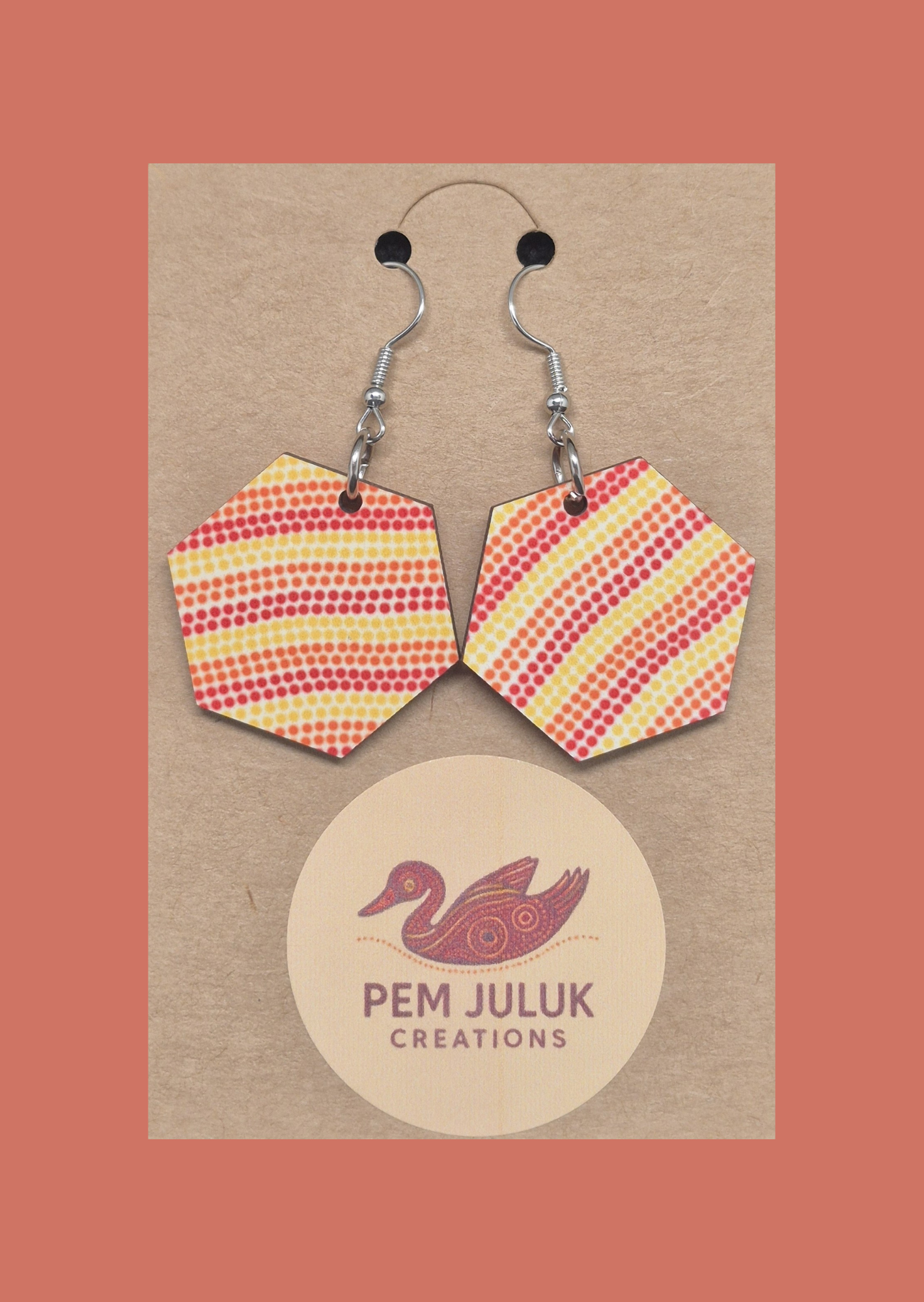 Fire of the Ancestors - Hexagon Earrings